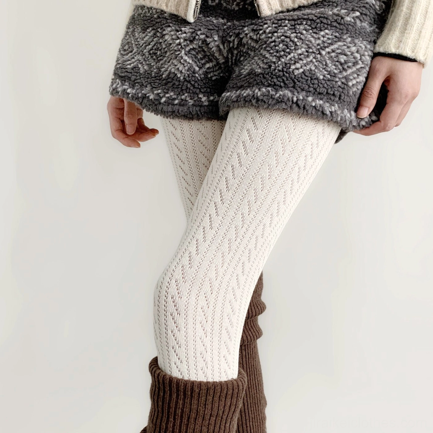 Jirai Kei hollow vertical stripe knit tights product showcase all color variants available
