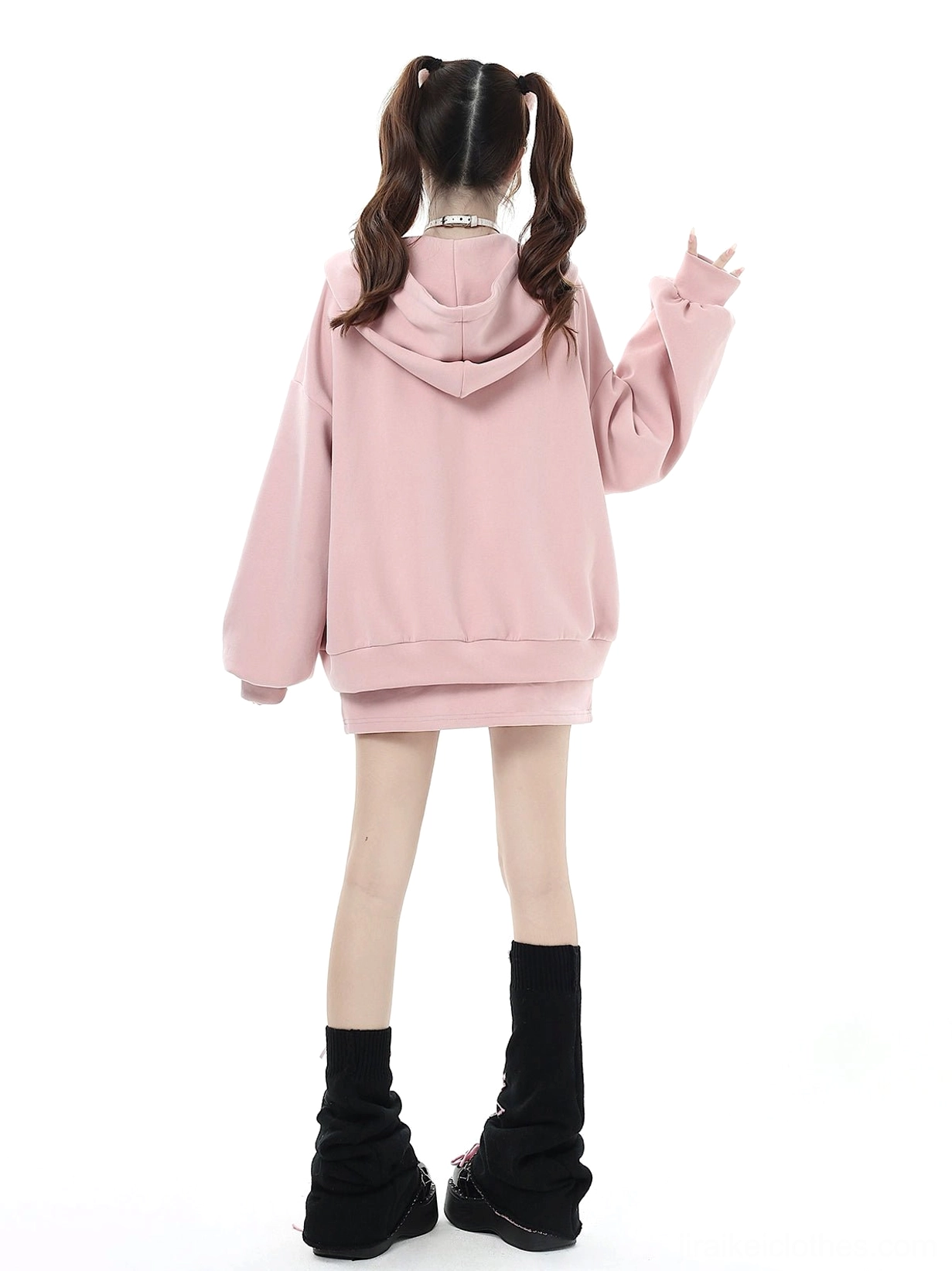 Jirai Kei hoodie star drawstring decorative detail, signature Kawaii design element close-up view