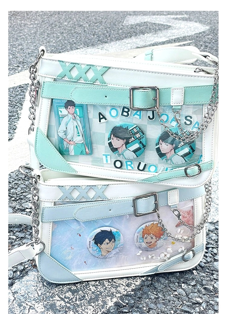 Adjustable chain strap of Jirai Kei ita bag displaying versatile carrying modes crossbody shoulder and handheld