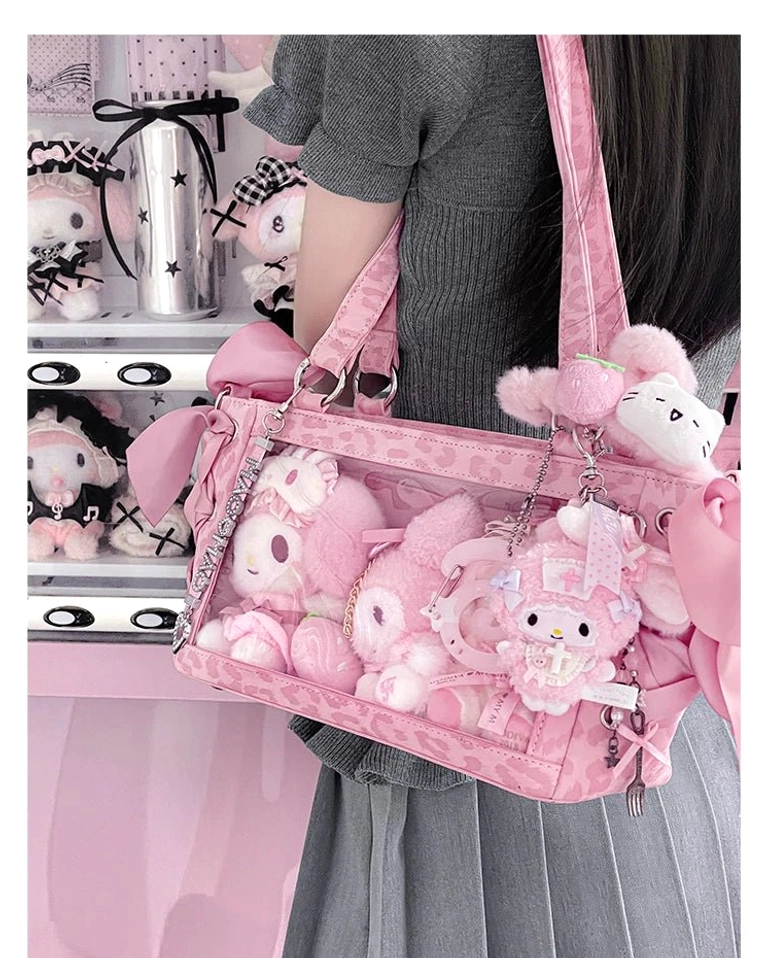Jirai Kei ita bag material texture detail shot displaying PU leather quality and craftsmanship