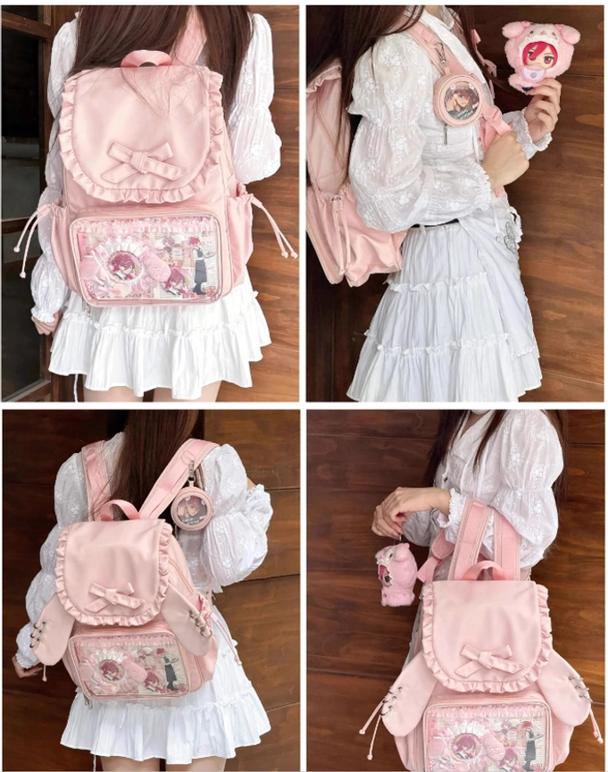 Jirai Kei itabag backpack hanging storage showing compact size and portability for convention and event use