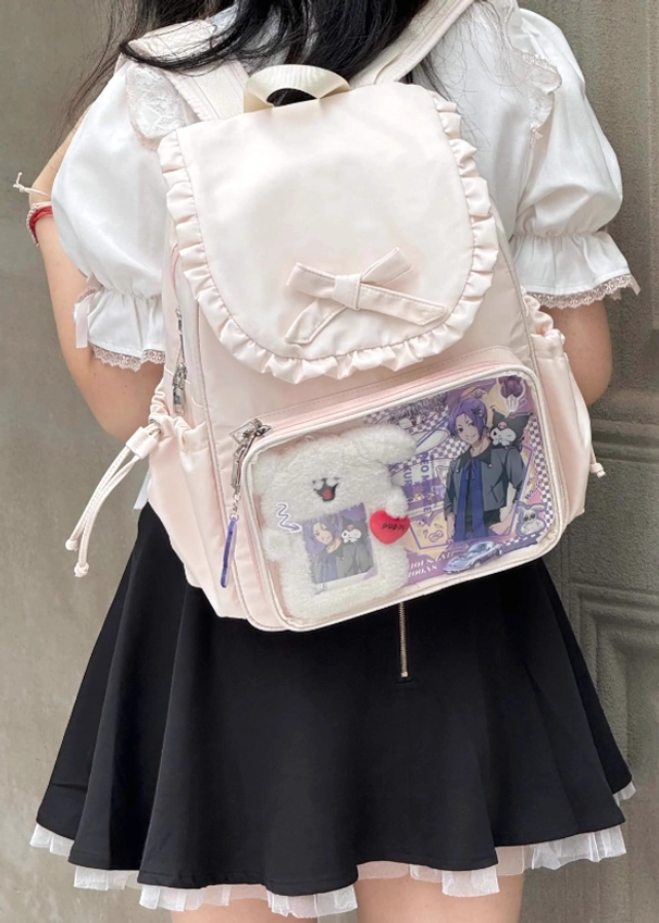 Matching mini round coin purse pendant accessory for Jirai Kei itabag backpack in coordinating color