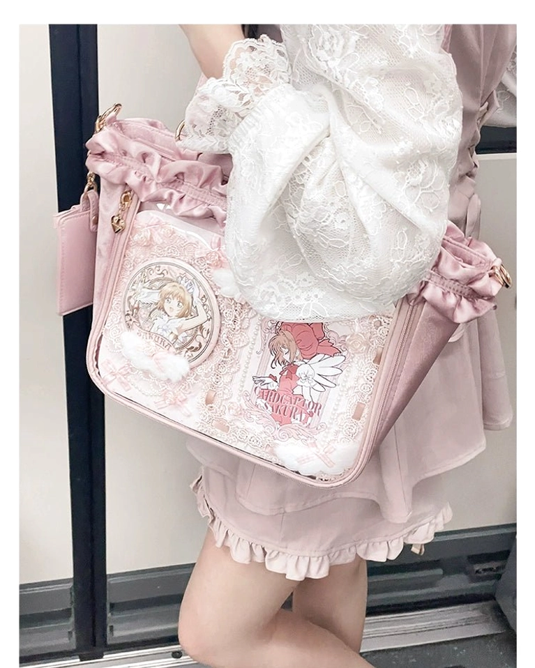 Jirai Kei itabag silver hardware edition showcasing polished metal accents throughout hardware and strap attachments