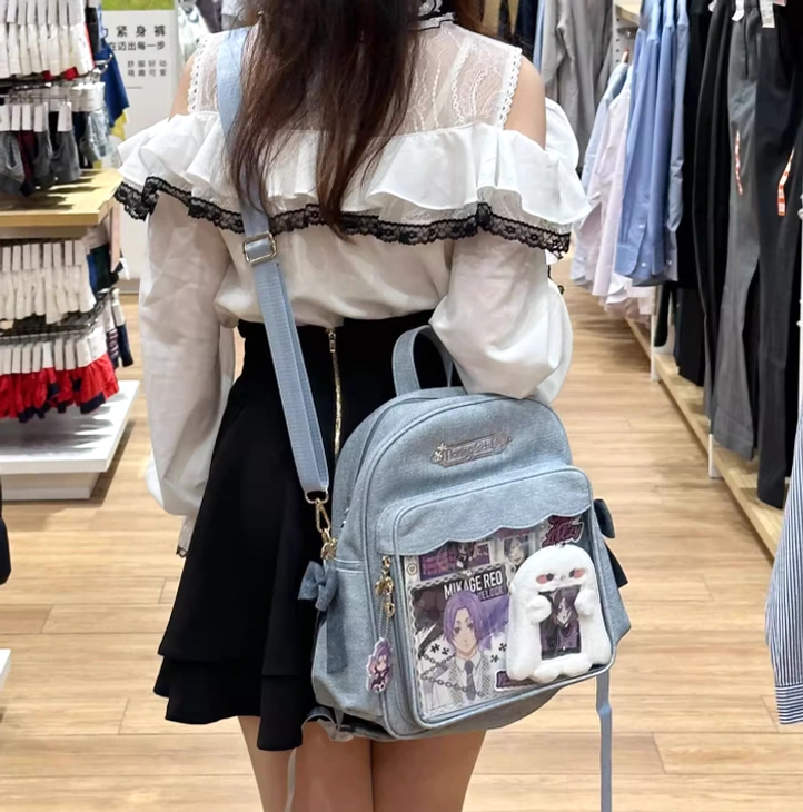 Jirai Kei style kawaii backpack size comparison measurements main pocket secondary storage dimensions