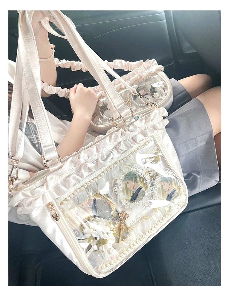 Jirai Kei itabag transparent PVC insert board placement showing collectible card arrangement layout and display positioning