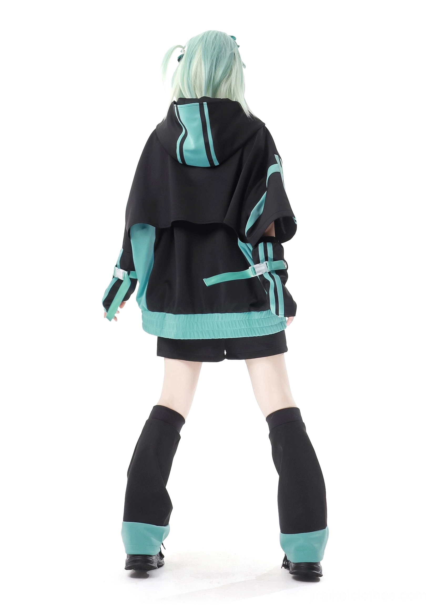 Fabric texture and polyester material close-up of Jirai Kei jacket showing durability and quality composition