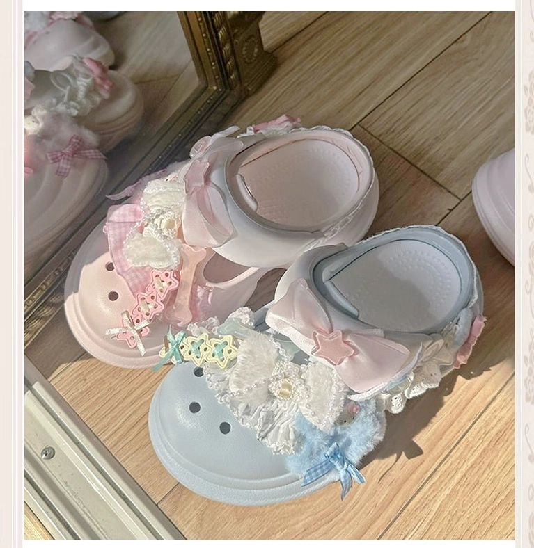 Jirai Kei kawaii clog sandals comfort fit showcasing thick cushioned EVA sole, odor-resistant material, and adjustable heel strap for versatile styling