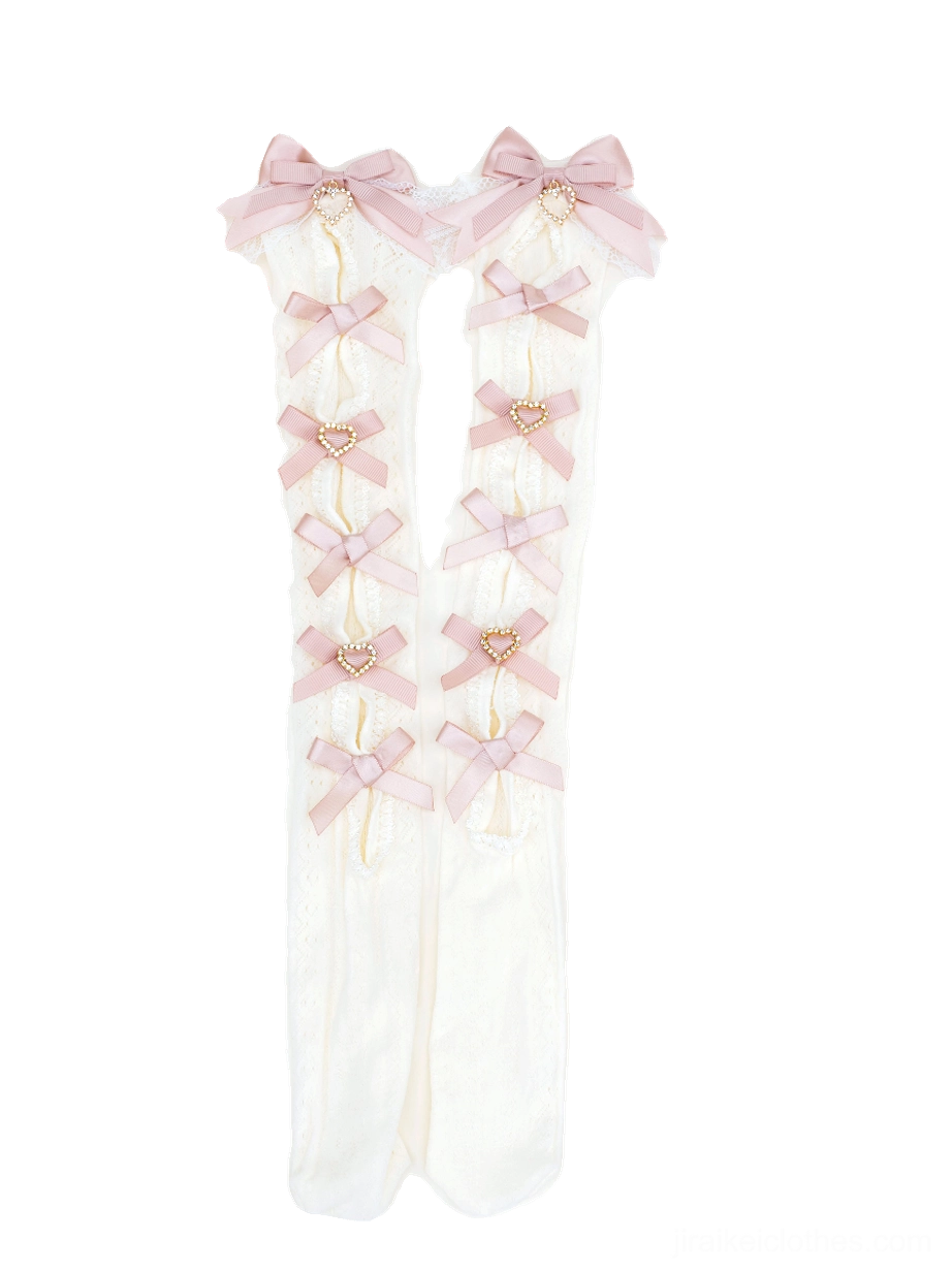 Jirai Kei lace bow socks color comparison all three variants black-pink black white-pink worn styling showcase