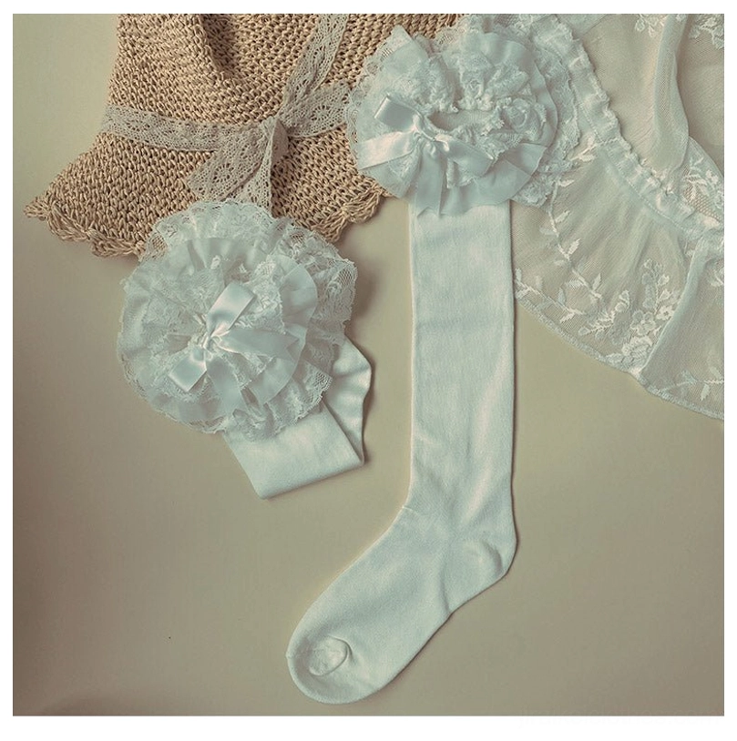 Jirai Kei lace socks collection multiple color variations white black white-black black-white layered frills ribbon bows