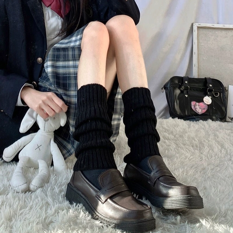 Jirai kei stacked ribbed leg warmer sizing guide 70cm 50cm 40cm 30cm length measurements comparison for y2k gyaru styling