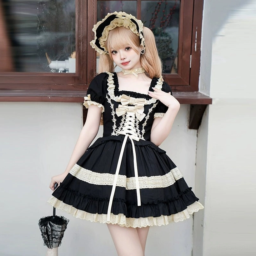 Jirai Kei Lolita classic dress butterfly tie bow accessory free size adjustable delicate gothic styling detail