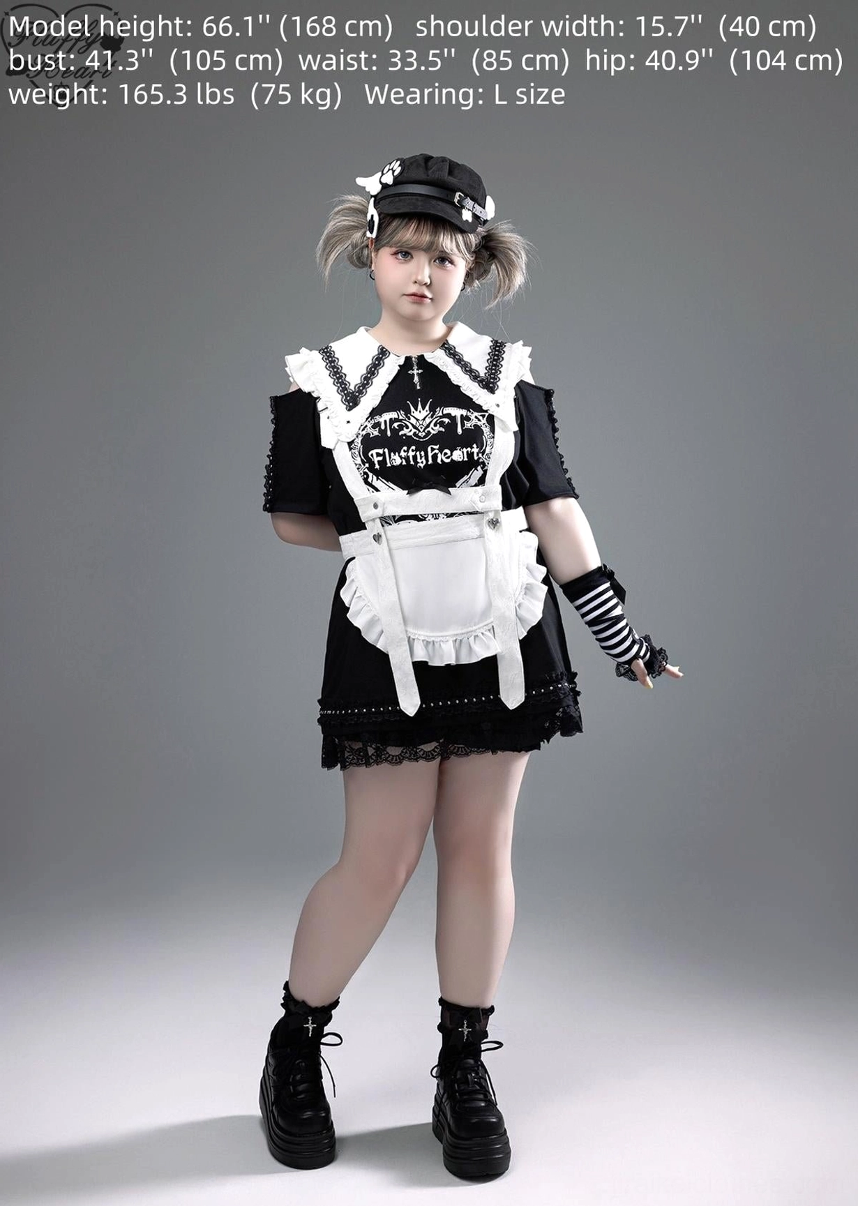 Jirai Kei maid aesthetic interpretation showing T-shirt dress with full maid-style apron coordination and lolita-inspired elements