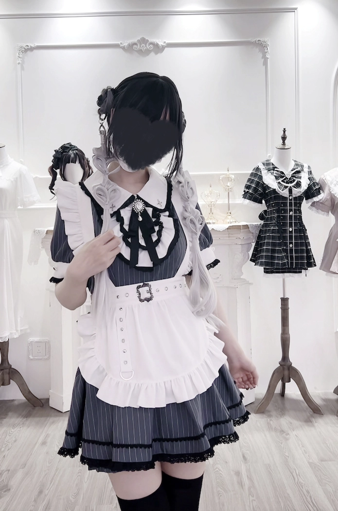 Jirai Kei maid dress set polyester fabric care instructions detachable belt bow apron