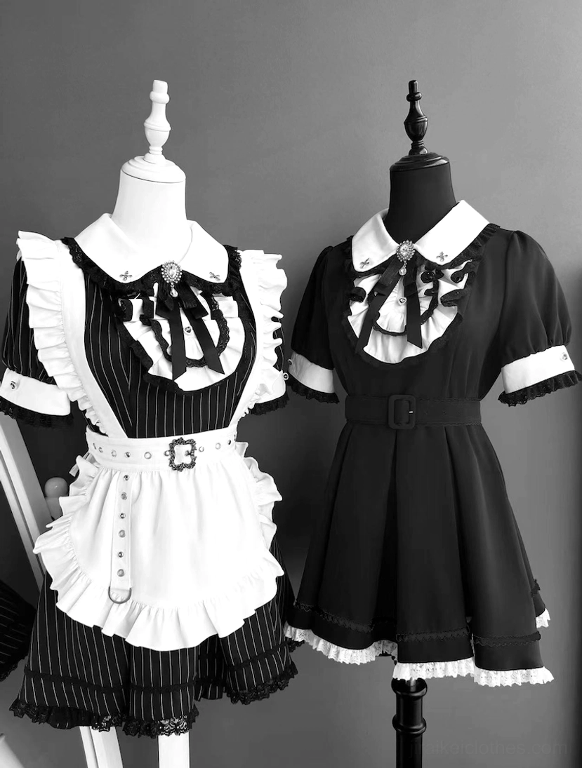 Jirai Kei maid fashion chaos cute rebellion aesthetic striped dress alternative style
