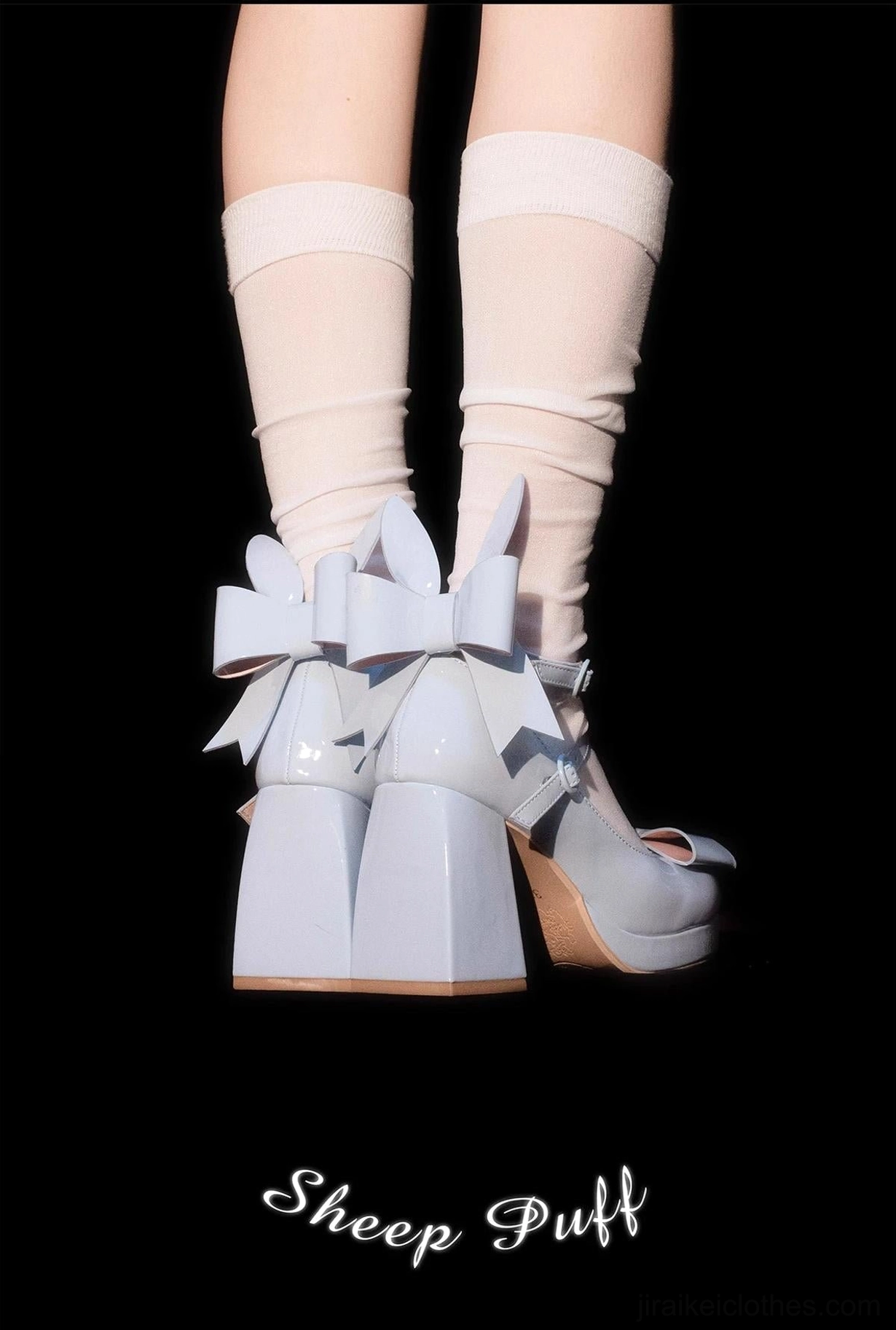 Jirai Kei platform heels in matte finish shown on neutral background demonstrating smooth non-glossy surface treatment alternative