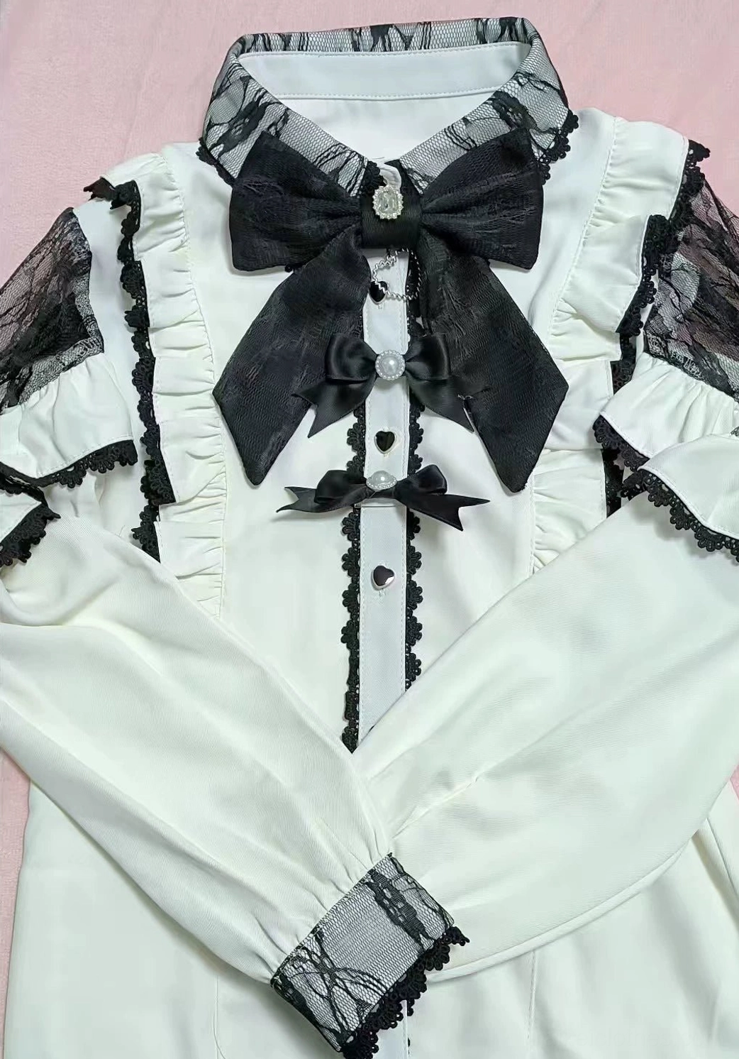 Jirai kei outfit back view showing skirt construction adjustable elastic back and lace-up side detail