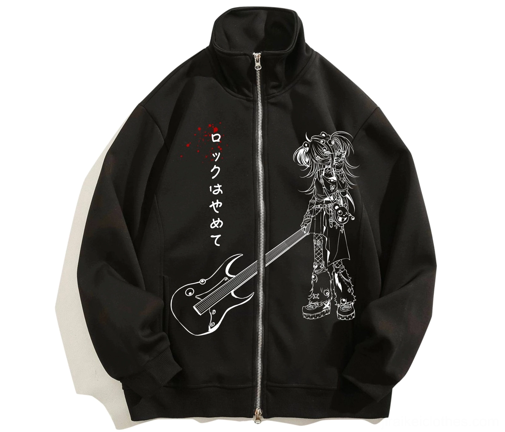 Jirai Kei oversized hoodie hand pocket detail and drawstring hood on model showcasing functional design and oversized fit