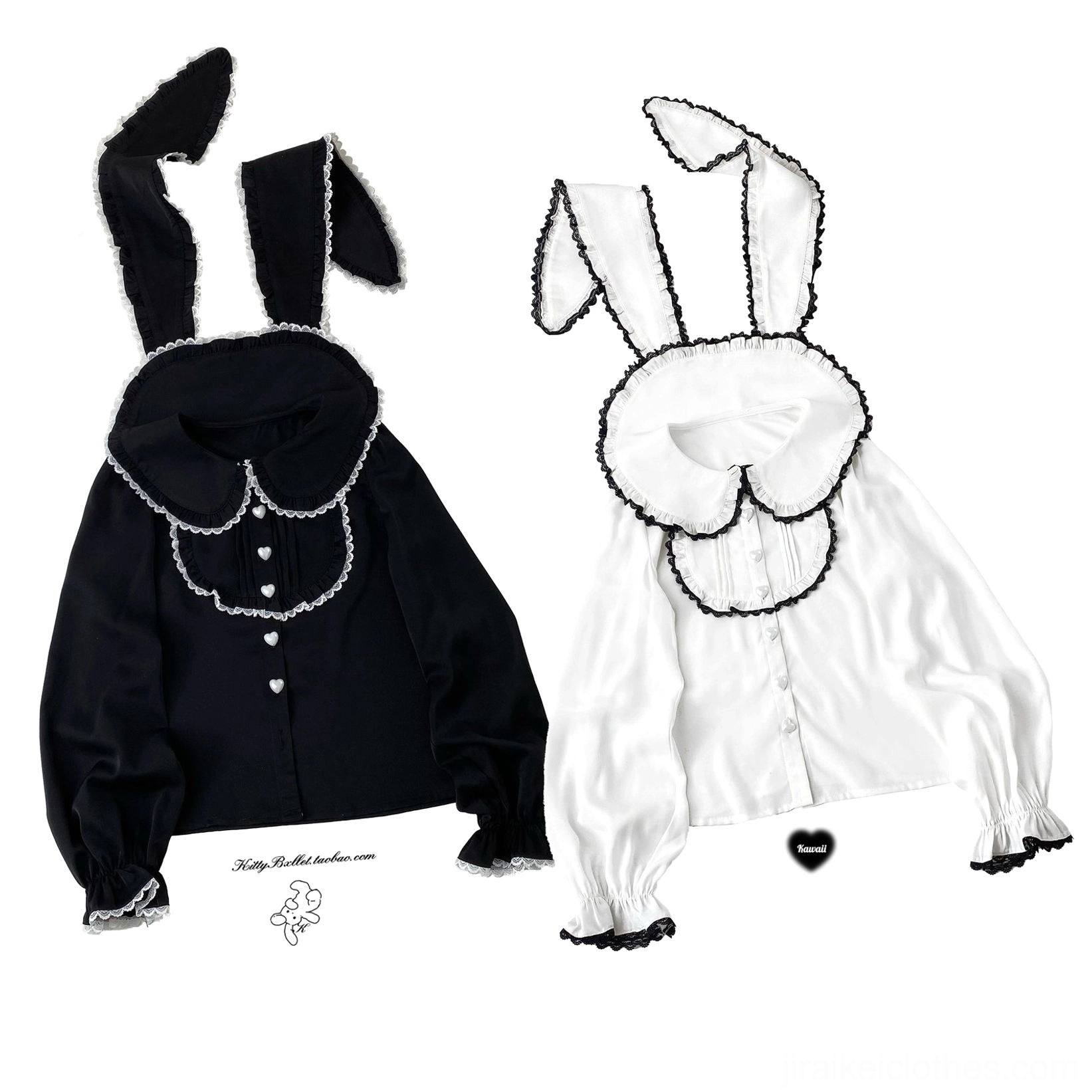 Jirai Kei blouse black and white color comparison styling alternative looks