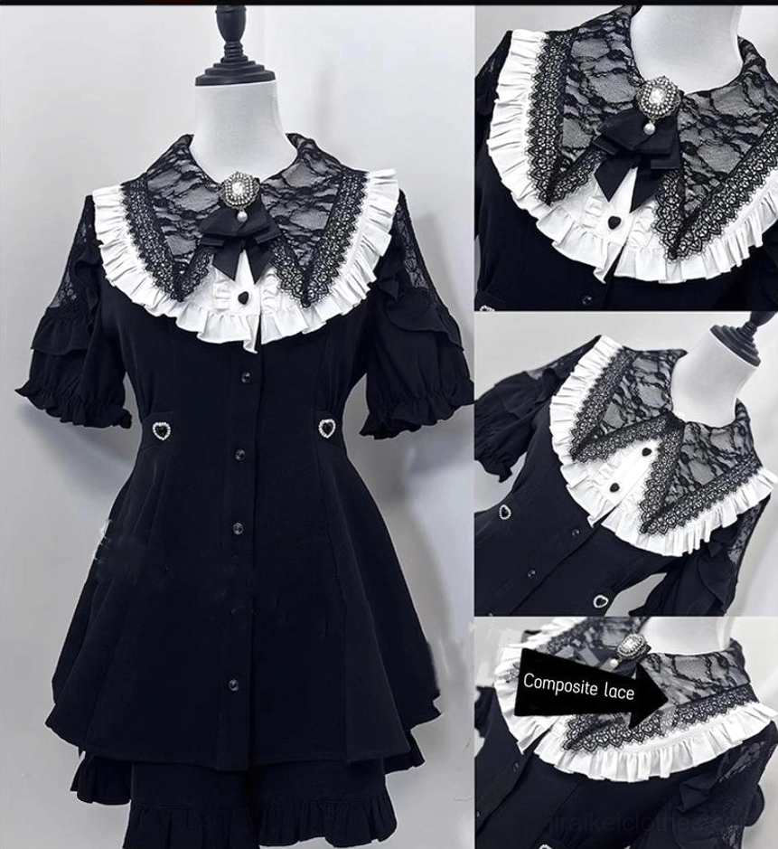 Jirai Kei dress set pre-order plaid short-sleeved option in M size showing youthful and daring subculture aesthetic