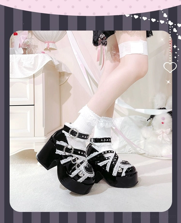 Jirai Kei platform heels side profile view showing platform height and heel construction
