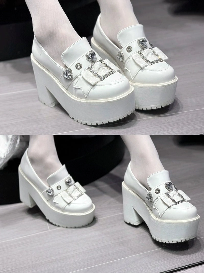 Jirai Kei platform loafers size range 34 to 40 EU fitting demonstration for different foot sizes
