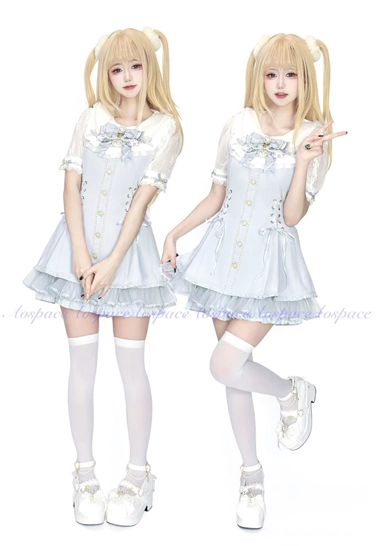 Jirai Kei platform Lolita shoes macro close-up detachable pearl-like chain gem bow decorations details