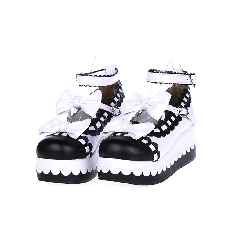 Jirai Kei platform shoes color palette showcase multiple colorways black white pink green blue variations