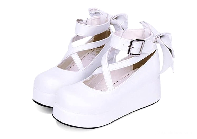 Jirai Kei platform shoes sole and heel detail view showing 5cm heel height, thick platform construction, durable PU sole construction