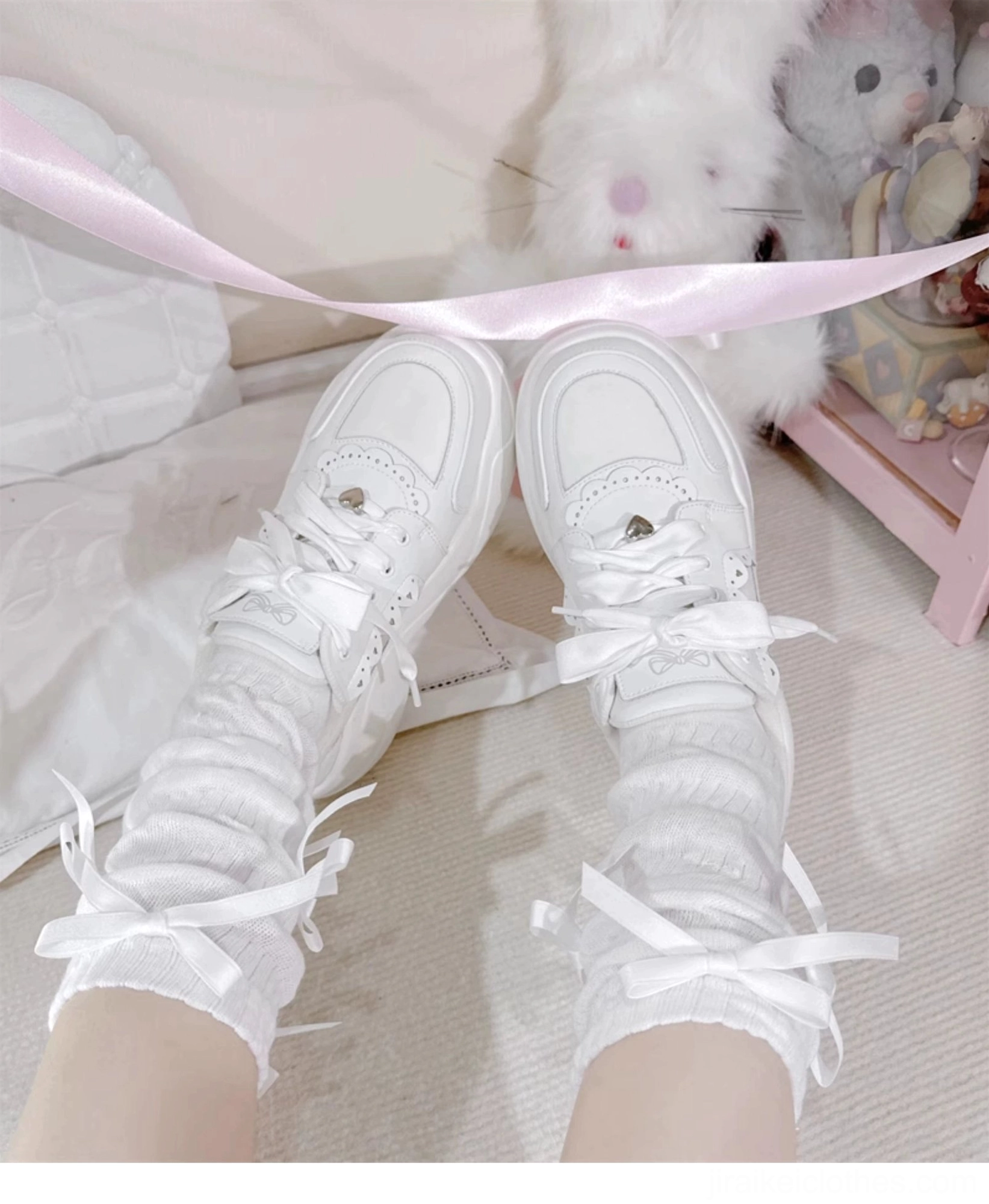 Jirai Kei platform sneakers styling inspiration school uniform rebellion look white crew neck black mini skirt gray jacket