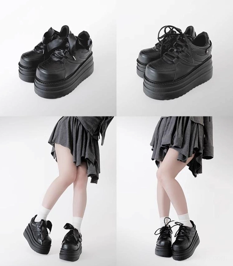 Jirai Kei platform round-toe sneakers side embroidery wing design detail artistic pattern close-up