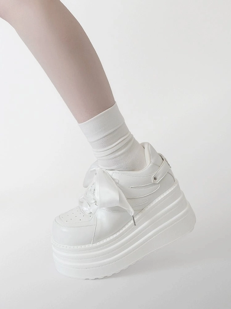 Jirai Kei platform round-toe sneakers size chart visual guide foot measurement dimension reference
