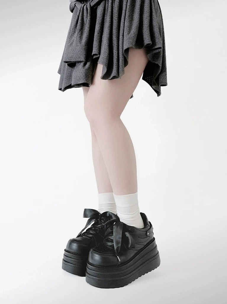 Jirai Kei platform sneakers white colorway round-toe thick platform sole side profile view aesthetic