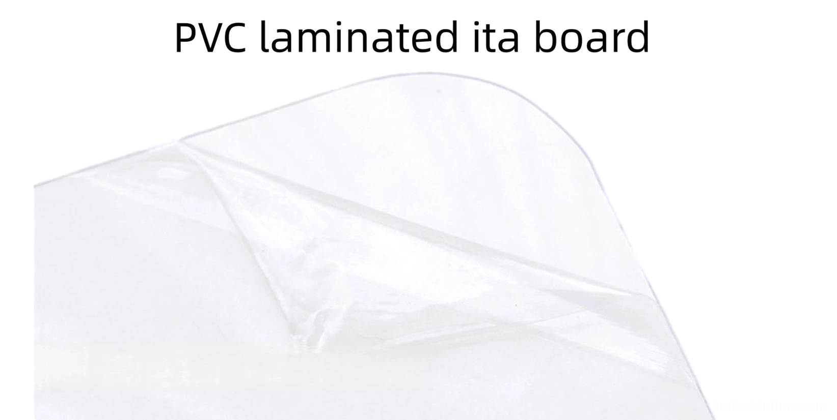 PVC laminated ita display board transparent glossy plastic film close-up side view showing thin laminated material quality
