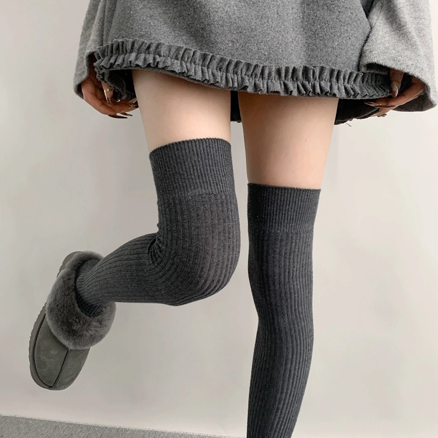 Jirai Kei ribbed socks product flat lay authentic Japanese aesthetic legwear