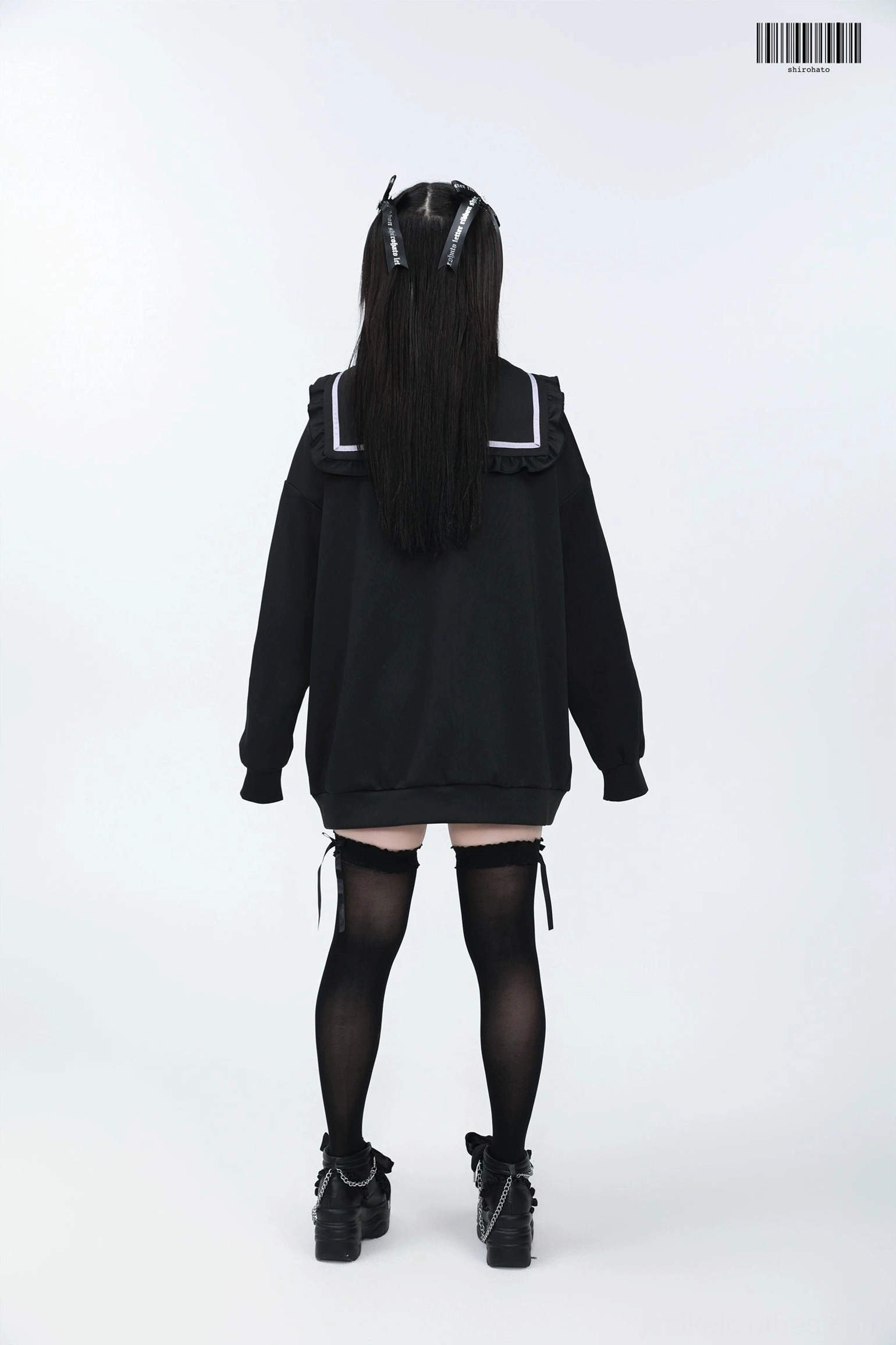 White Jirai Kei sailor jacket care instructions, color protection and cleaning recommendations display