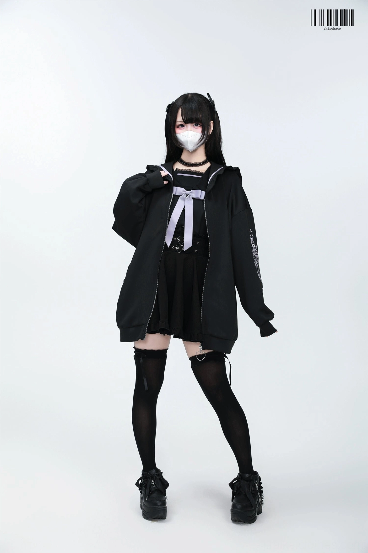Plus-size Jirai Kei sailor collar jacket fabric texture polyester spandex blend close-up view