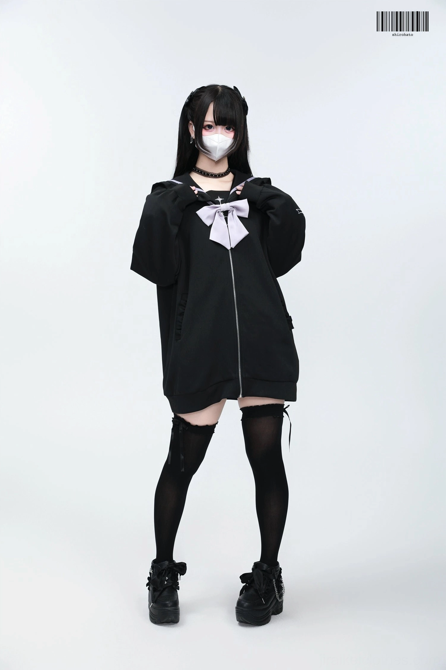 Jirai Kei sailor collar embroidered jacket size chart and measurements, plus-size fit information display