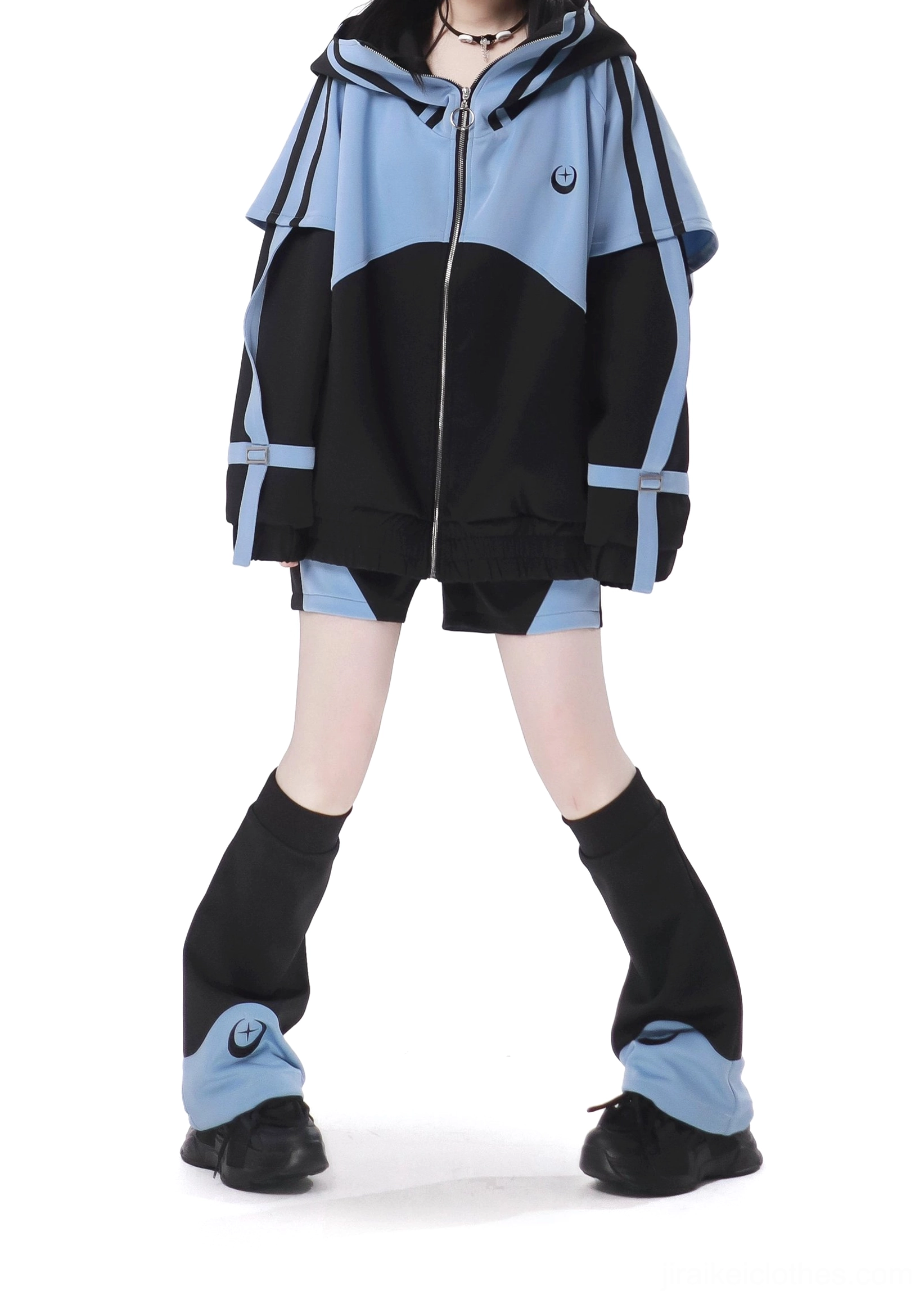 Jirai Kei shorts only color block elastic waistband cuff adjustable fit streetwear techwear