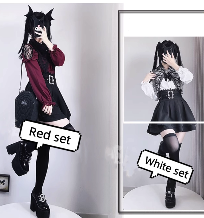 Jirai Kei fashion skirt waist tie detail elastic band comfort fit high-waisted silhouette demonstration