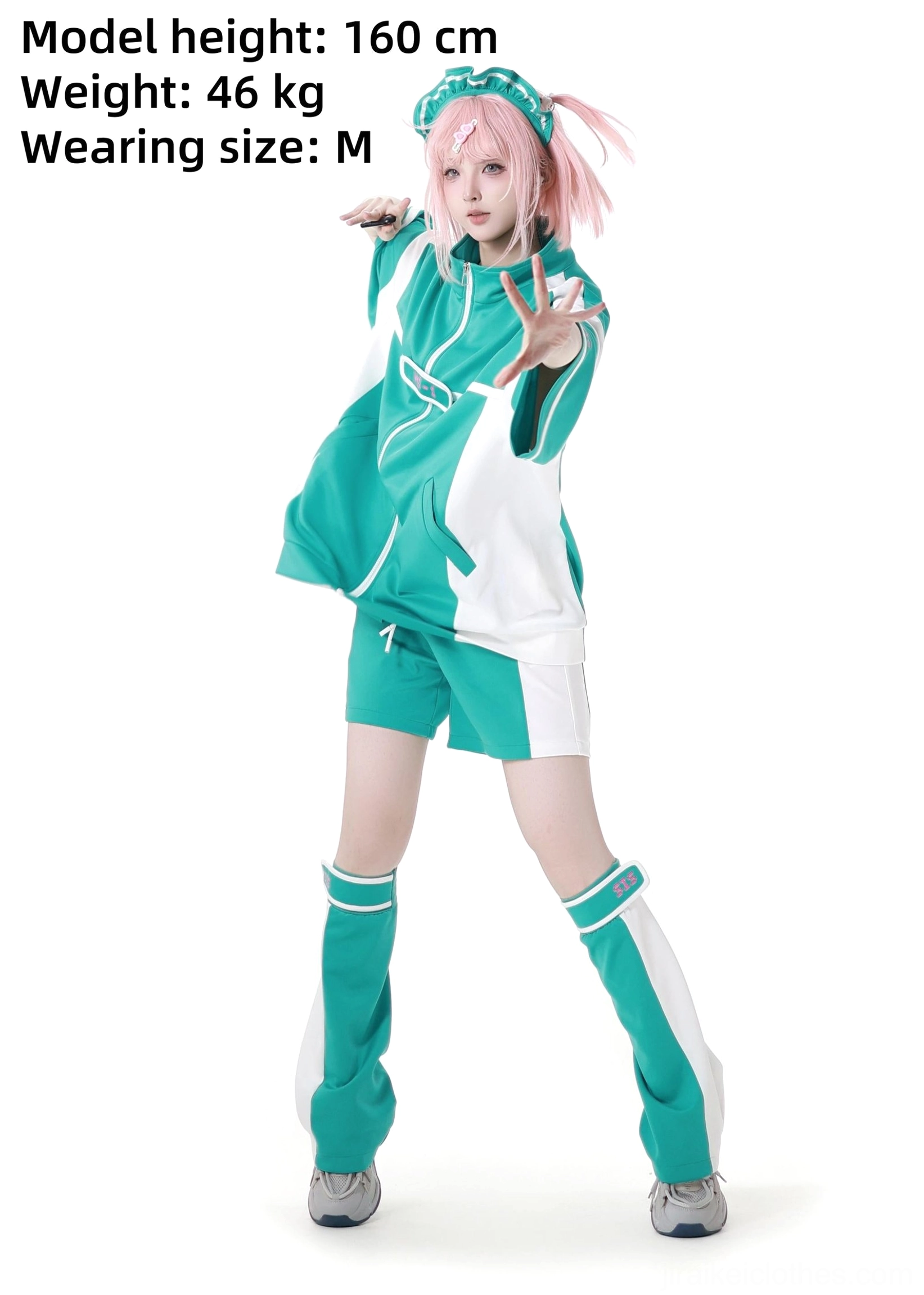 Jirai Kei sporty activewear jacket close up detail view polyester fabric construction quality