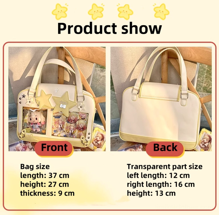 Jirai Kei star itabag size scale reference with collectibles hand-held display capability