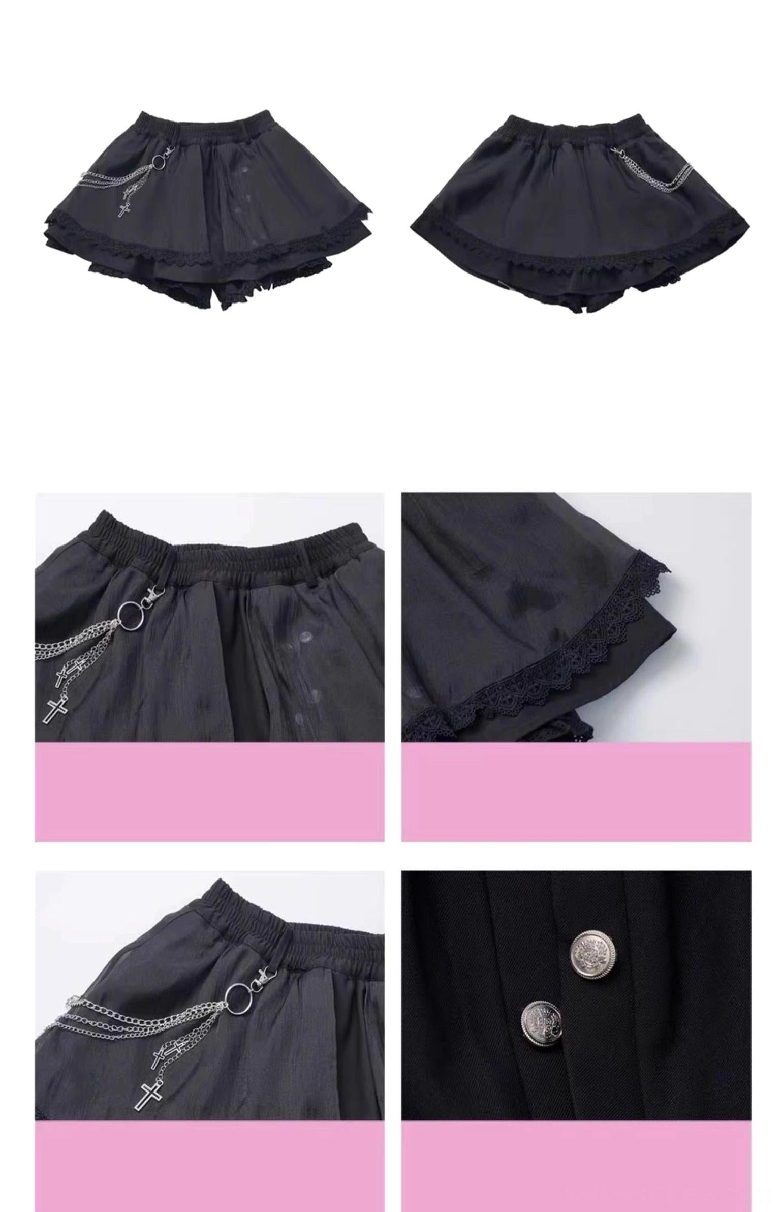 Jirai Kei striped blouse fabric texture and lace detail showing premium polyester cotton blend construction