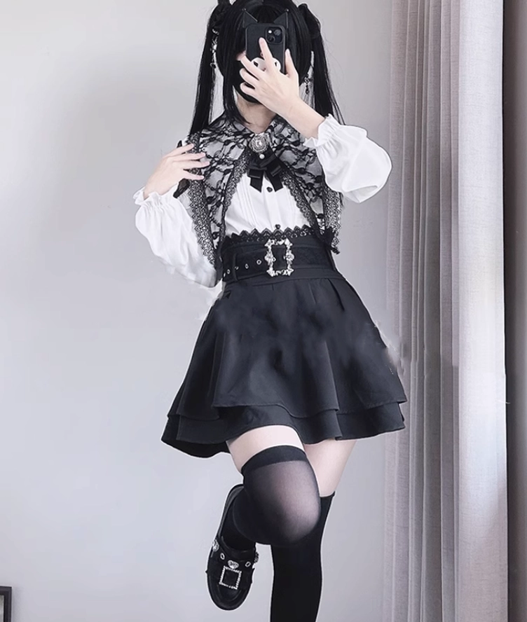 Jirai Kei complete set styling guide blouse skirt coordination with recommended accessories and hair pieces