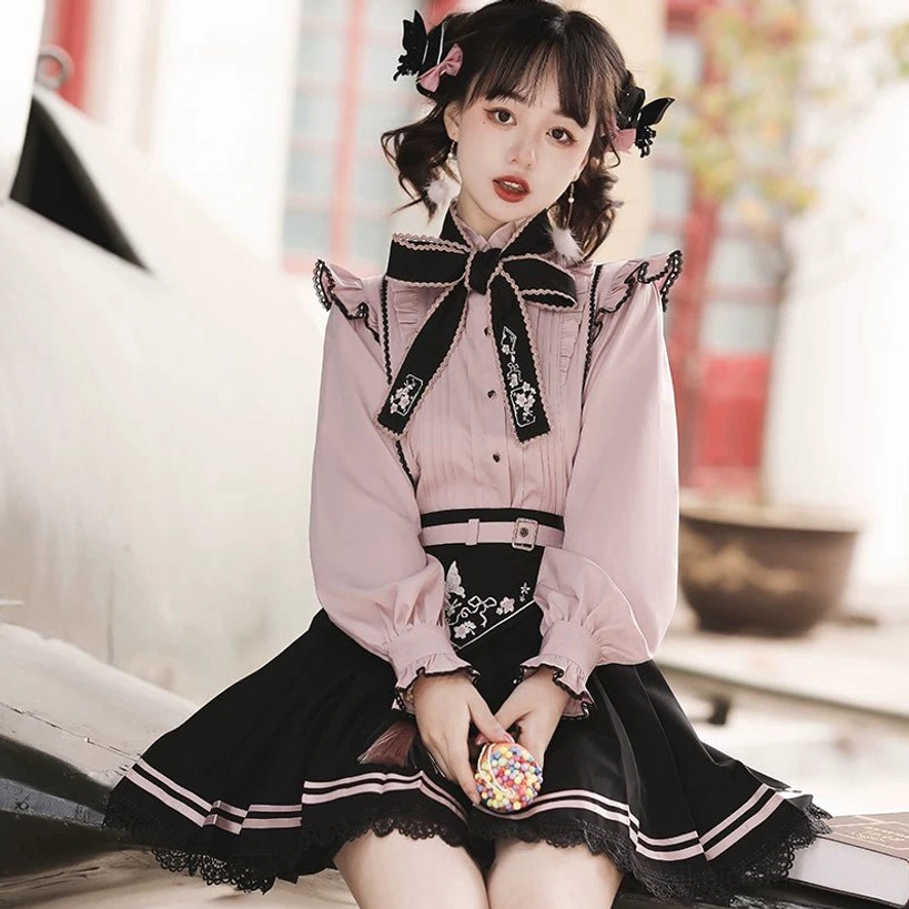 Styling inspiration for Jirai Kei fashion showing complete look with accessories, vintage aesthetic pairing, and subculture aesthetic interpretation