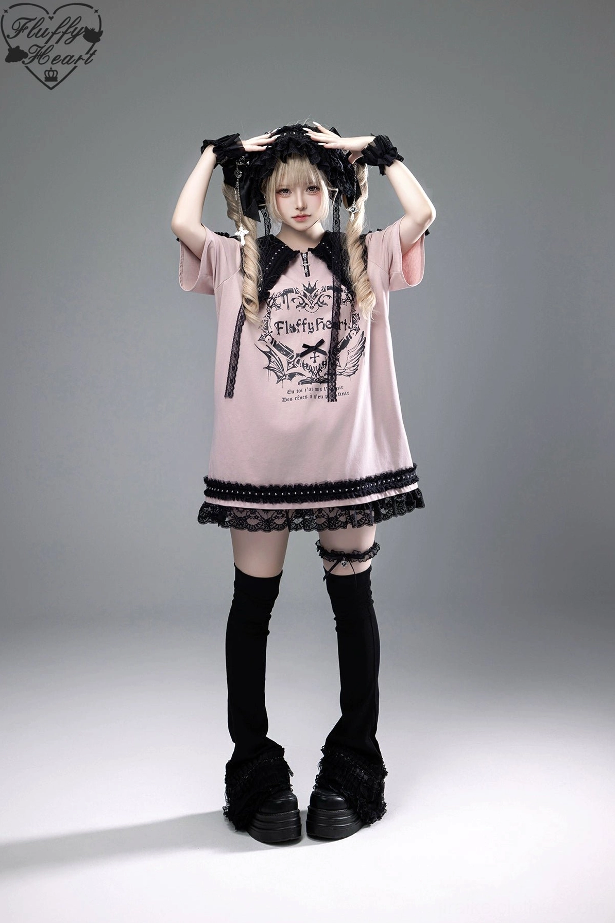 Jirai Kei T-shirt dress modeled alongside other alternative fashion pieces showing collection coordination and styling context