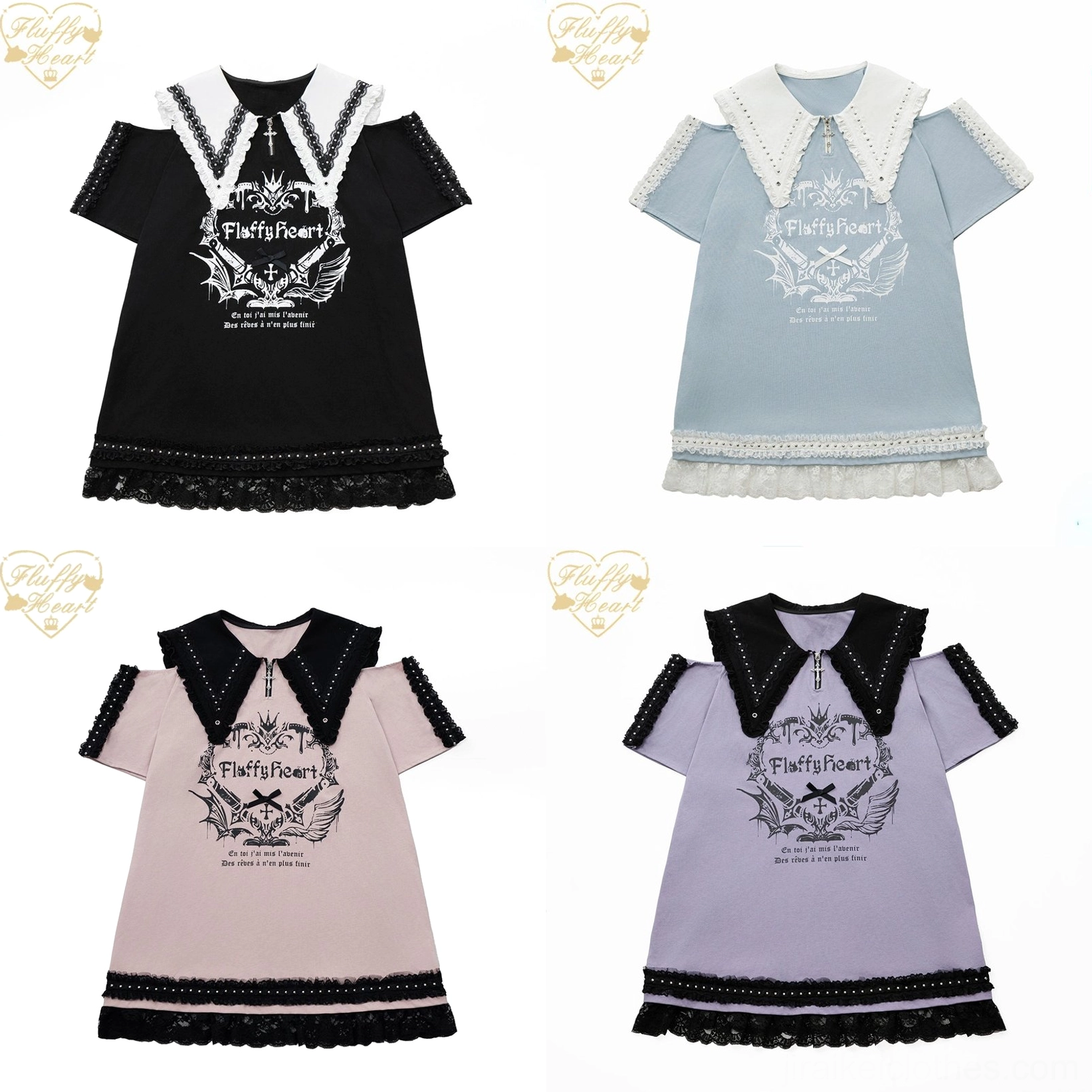 Jirai Kei dress styled with graphic tee layering showing modern alternative fashion coordination and texture mixing