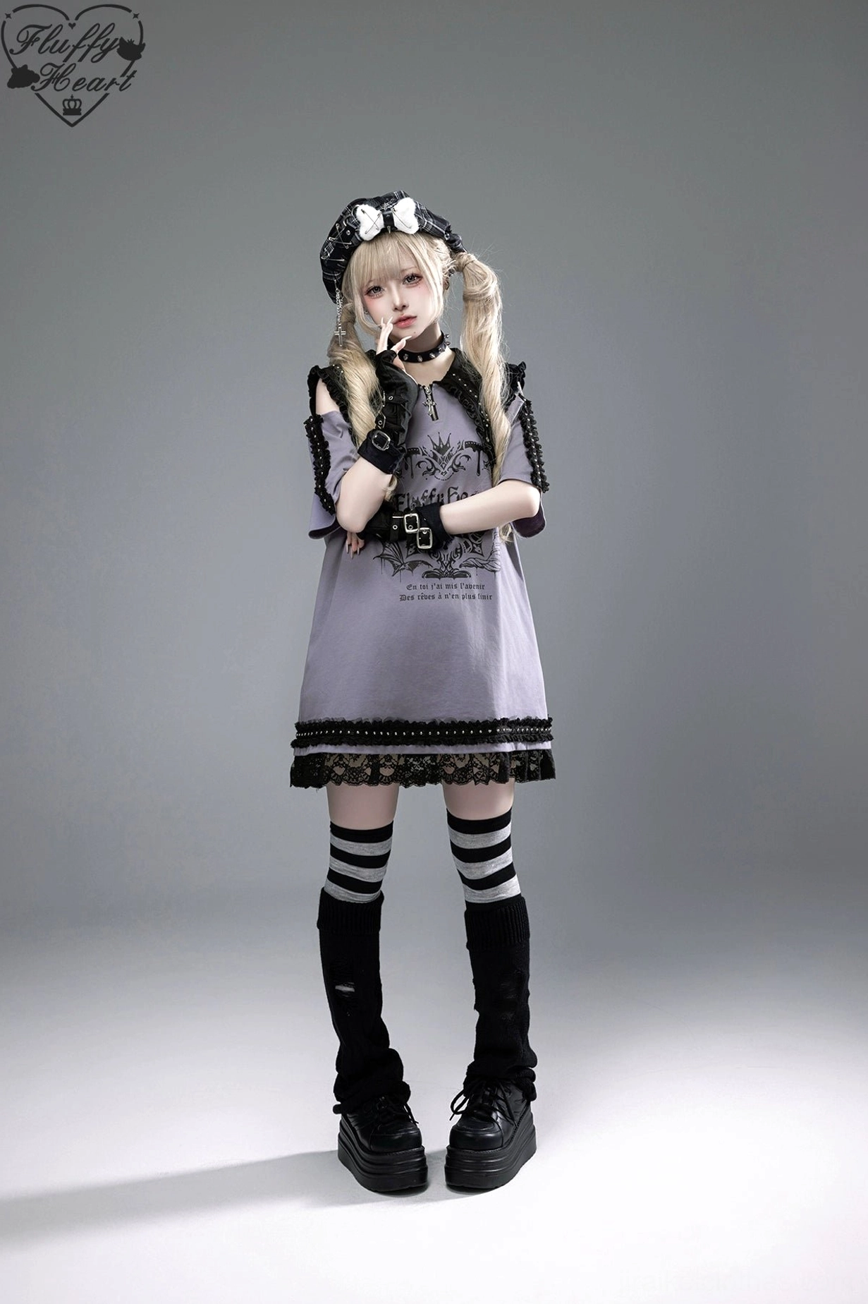 Jirai Kei dress styled with Victorian-inspired cape and dark aesthetic accessories showing layering possibilities