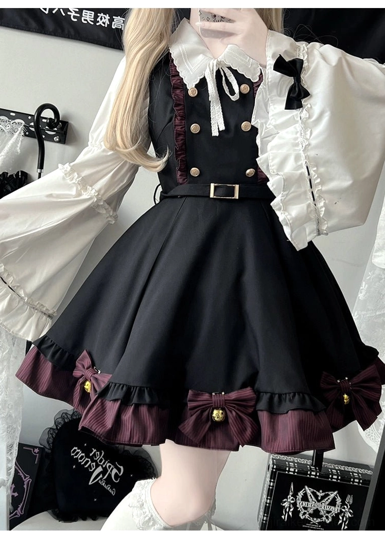 Jirai Kei school uniform set fabric composition detail showing quality construction of white blouse with combed cotton blend and durable stitching