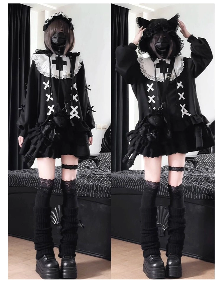 White Jirai Kei hooded coat only standalone piece independent item