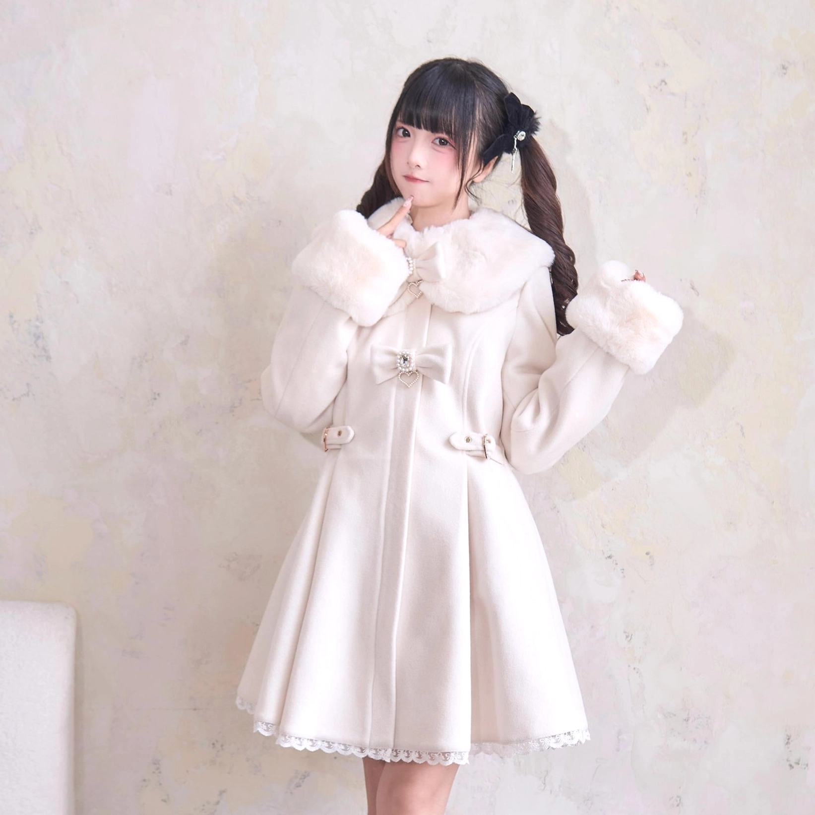 Jirai Kei Winter Coat Care Instructions - Detach Accessories Before Washing Detail Guide